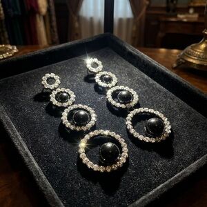 Art Deco–Style Onyx & Diamond Drop Earrings